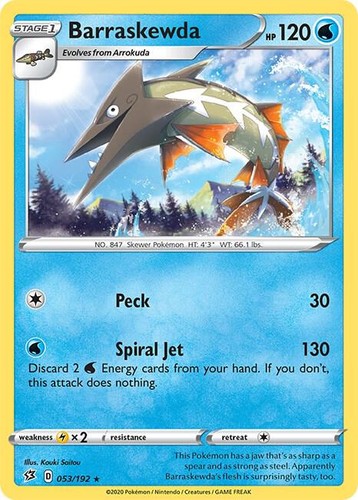 Barraskewda 53/192 Rare Rebel Clash Pokemon NM/LP