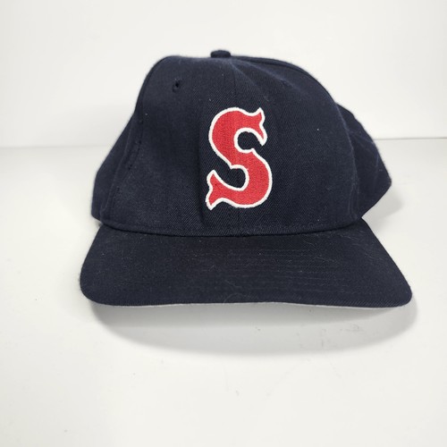 VINTAGE 90'S DeLONG MINOR LEAGUE BASEBALL SARASOTA RED SOX BLUE SNAPBACK HAT M/L