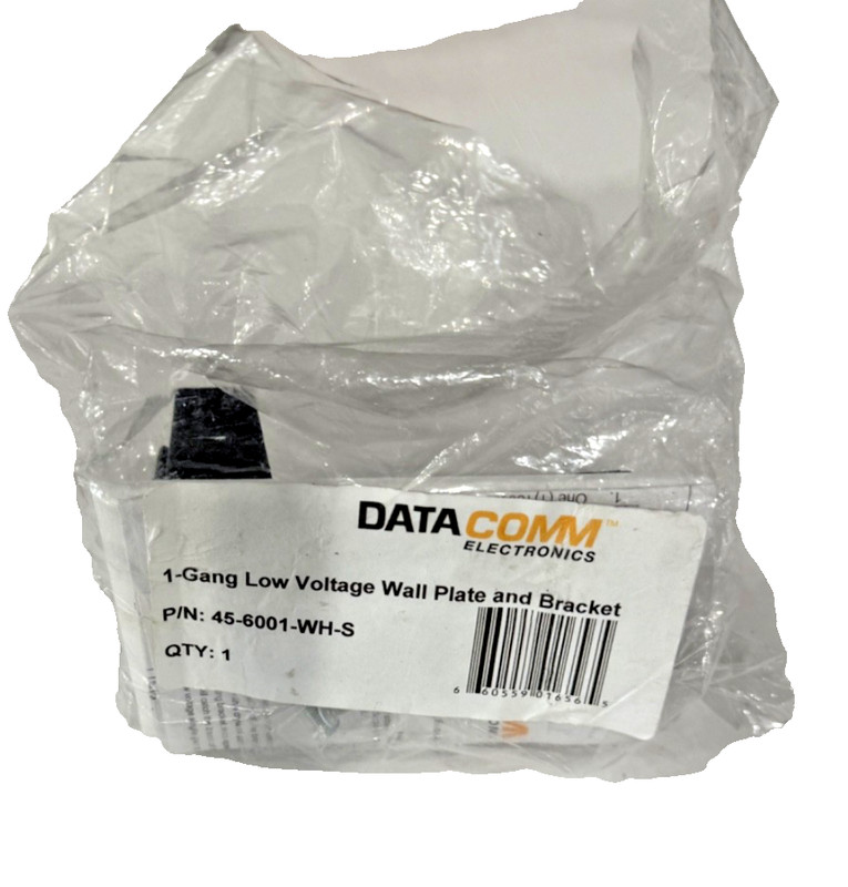 DataComm Electronics 1-Gang Low Voltage Wall Plate & Bracket 45-6001-WH-S White