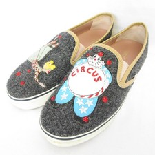 RED VALENTINO Circus Motif Slip-on Sneakers, Size 35, Gray Women USED