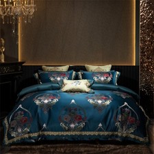 Bedding Set 4 Pcs Chinese Su Embroidery Silk Quilt Cover Bed Cover 2 Pillowcases