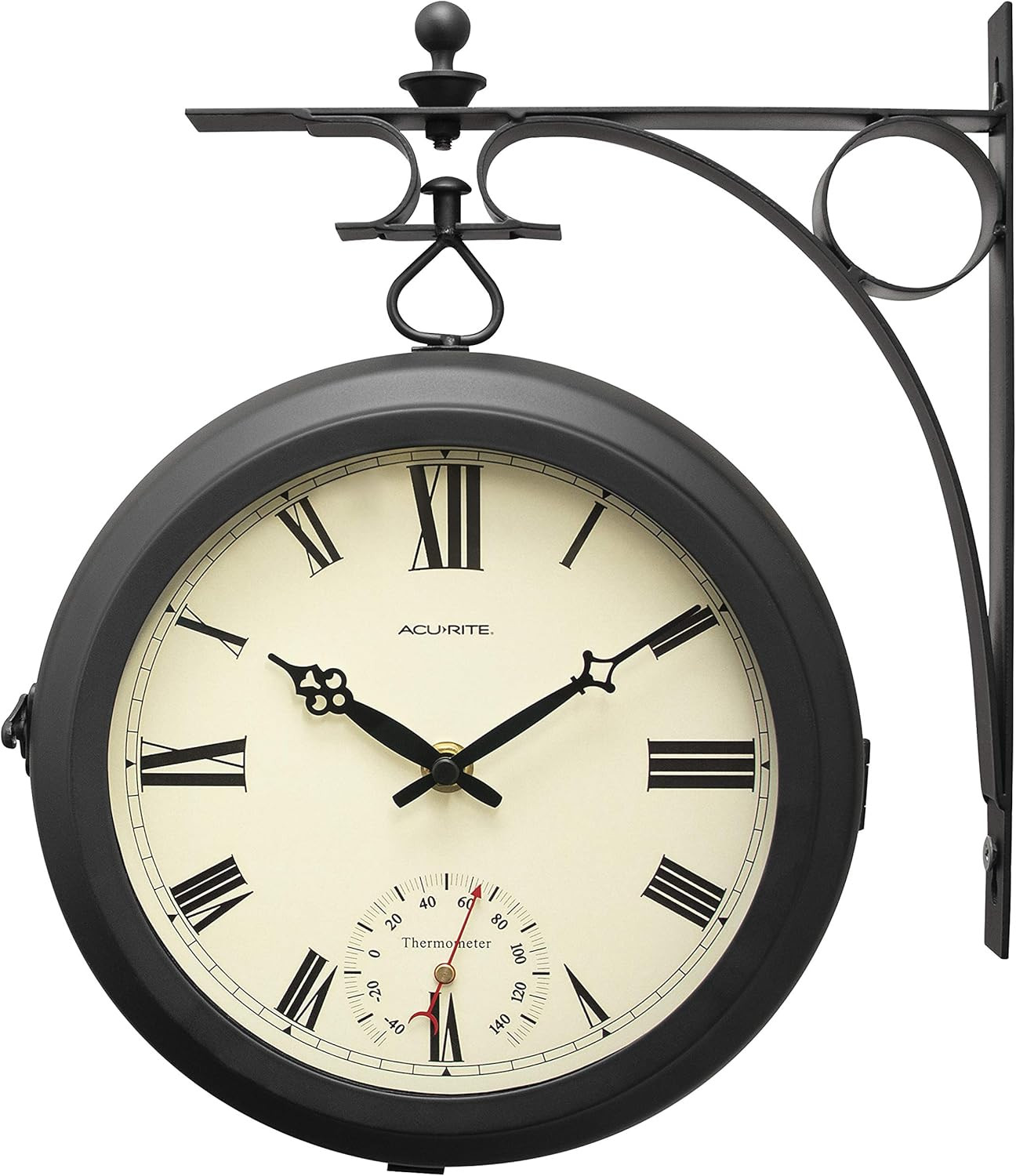 9 Inch Indoor/Outdoor Double Sided Hanging Clock with 360 Degree Spin Functional