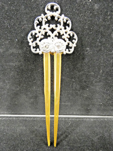 #12 Antique Victorian Hair Comb Celluloid(?) Sterling Silver
