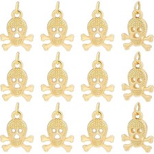 1box 20pcs Alloy Pendants Long-Lasting with Jump Ring Skull 16.5x13x4mm