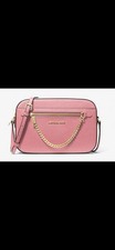 michael kors jet set saffiano Leather Cross Body Bag Carnation Pink NWT Sharp