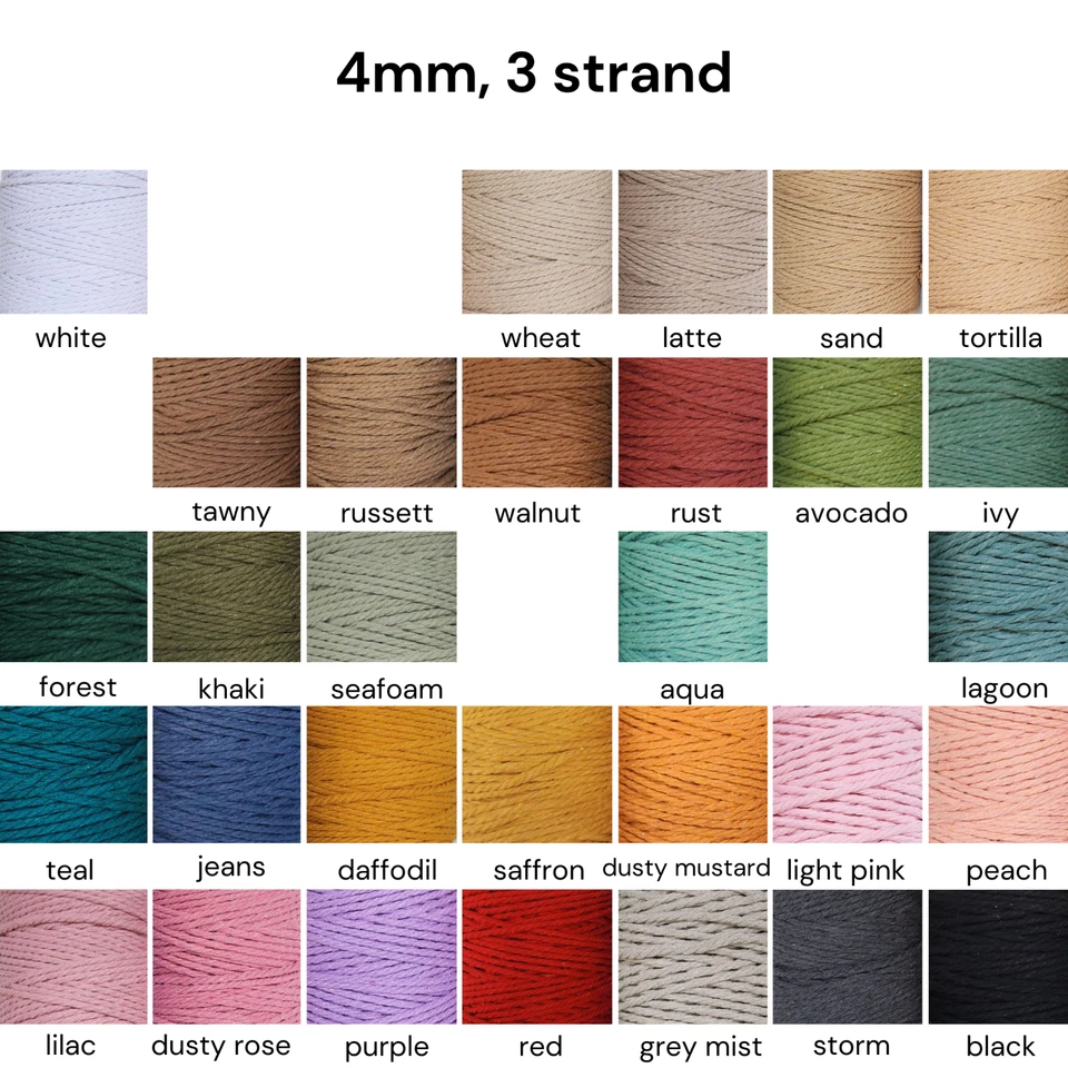 5 rolls of macrame cord 3mm 4mm 5mm variety of colours bulk buy 3 strand twisted - image 3 of 4