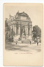 Artist Postcard: La Fontaine Saint-Michel, Paris, France - pre-1907; sculpture