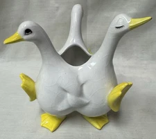 Vintage Fitz & Floyd Dancing Duck/Geese Trio Ceramic Planter or Vase