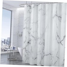 Grey Shower Curtain Set with 12 Hooks, Abstract Modern Luxury Gray White Marble