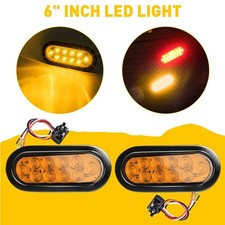 2x 6amber Oval Trailer Lights Strobe Led Turn Signal Tail Truck Waterproof 12v. 2x 6amber Oval Trailer Lights Strobe Led Turn Signal Tail Truck Waterproof 12v.