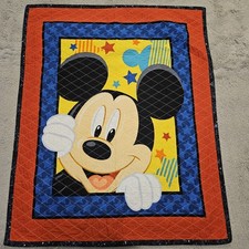 Mickey Mouse Out To Play Crib Toddler Bed Quilt Nursery Comforter Blanket 33x40"