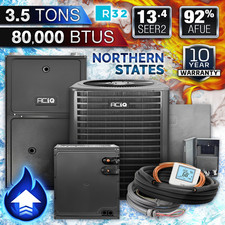ACiQ 3.5 Ton 13.4 SEER2 R32 Air Conditioner & 80000 BTU 92% Upflow Gas Furnace