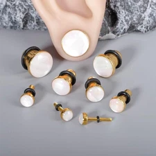 Shell Opal Ear Gauges Stretching Kit Ear Expander Plugs Short Taper Expander ...