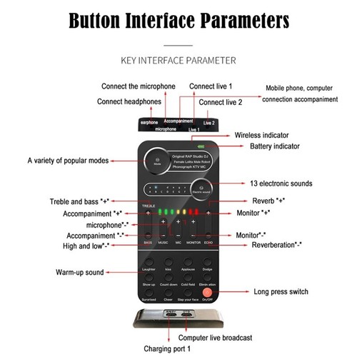 Portable Voice Changer BT 5.3 Multifunctional Effects Handheld Mini Live Soun CB - Afbeelding 20 van 24