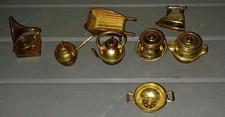 Vintage Miniature Set Of 8 Dollhouse Copper Brass Made In England Some Unmarked