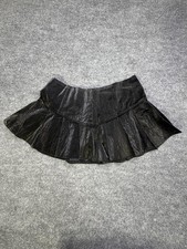 Forever 21 Women's Black Faux Leather Pleated Mini Skirt Size Large Gothic Y2K
