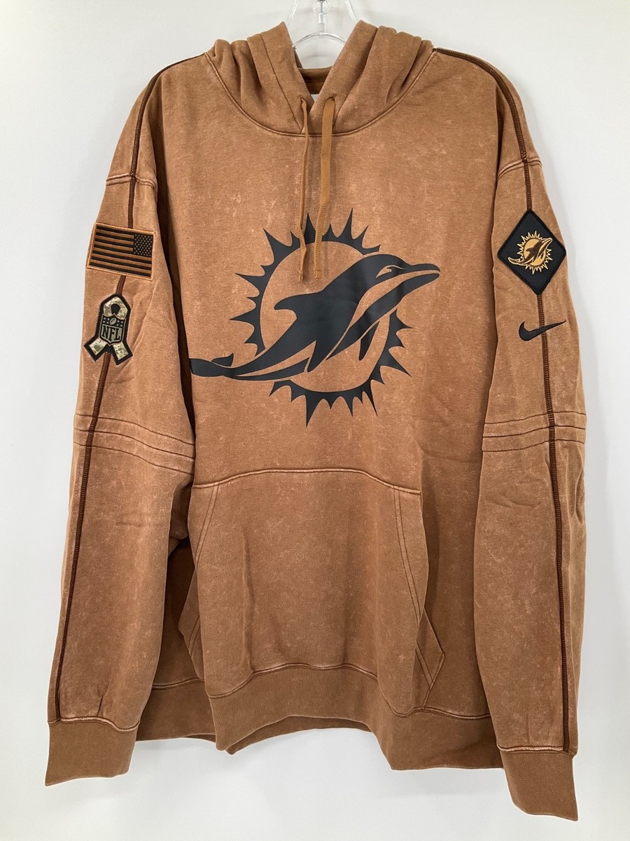 MIAMI DOLPHINS TEAM ISSUED TAN MENS NIKE SALUTE TO SERVICE HOODIE