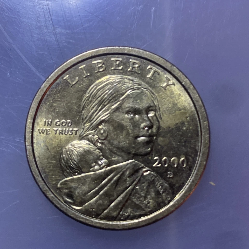 2000 D Sacagawea 💥DDO DDR ERROR💥 COIN One Dollar US Liberty Gold Color Coin   - Image 2 of 4