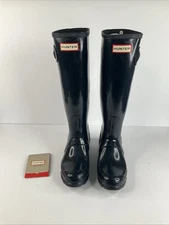 Hunter Womens ORG Tall Navy Adjustable Gloss Waterproof Rain Boots NEW SIZE 5
