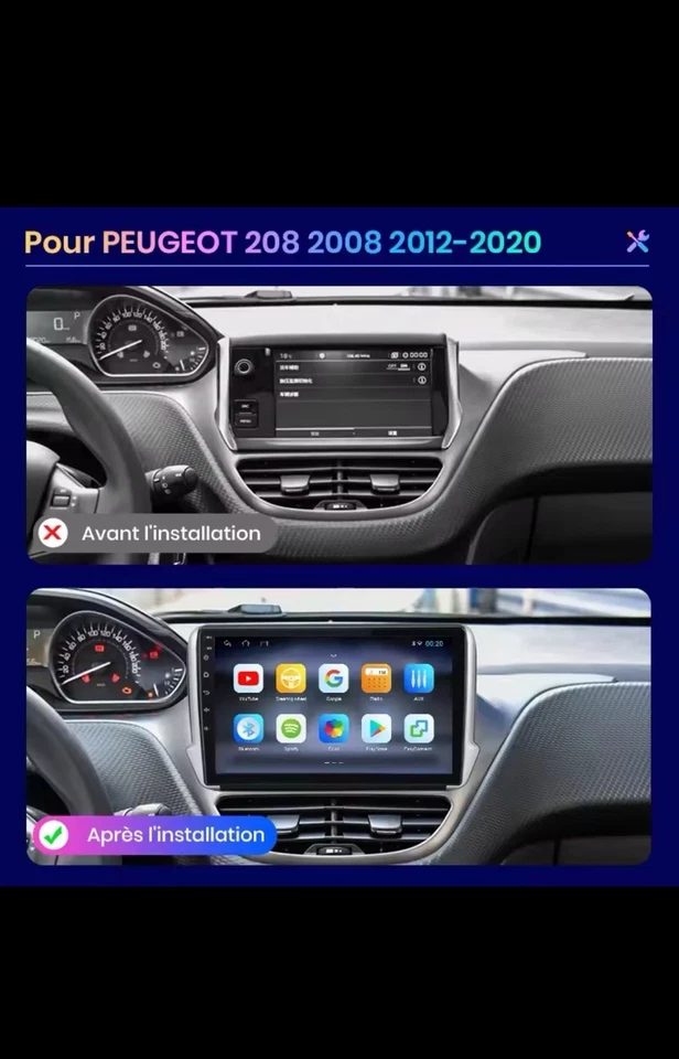 CarPlay Peugeot 208/2008 (2012-2018) HD touch screen - Android + complete facade - Image 4 of 4