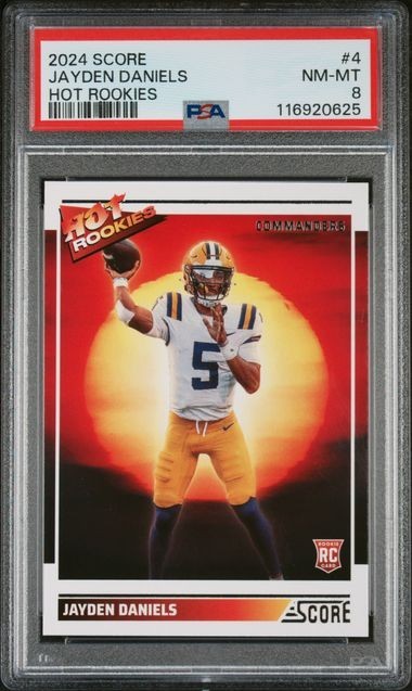 2024 Panini Score - #4 Jayden Daniels Hot Rookies RC - Graded PSA 8 Near Mint