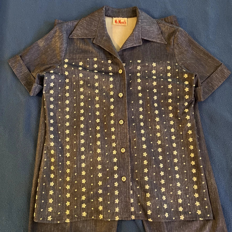 1970s Vintage Mr Mench Laura Of Dallas Size Large Denim Look Shirt & Pants Set - Image 2 of 4