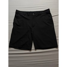 Greg Norman Mens Black Performance Golf Shorts Size 38 Stretch Flat Front Shark