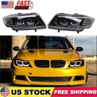 White LED 3D CRYSTAL U-HALO FOR 2005-2008 BMW 3-SERIES E90 BLACK FRONT HEADLIGHT