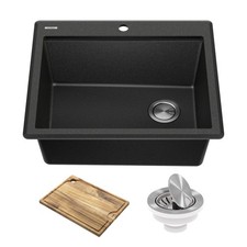 Kraus KGTW12-25 Bellucci 25" Drop In Single Basin Granite - Black