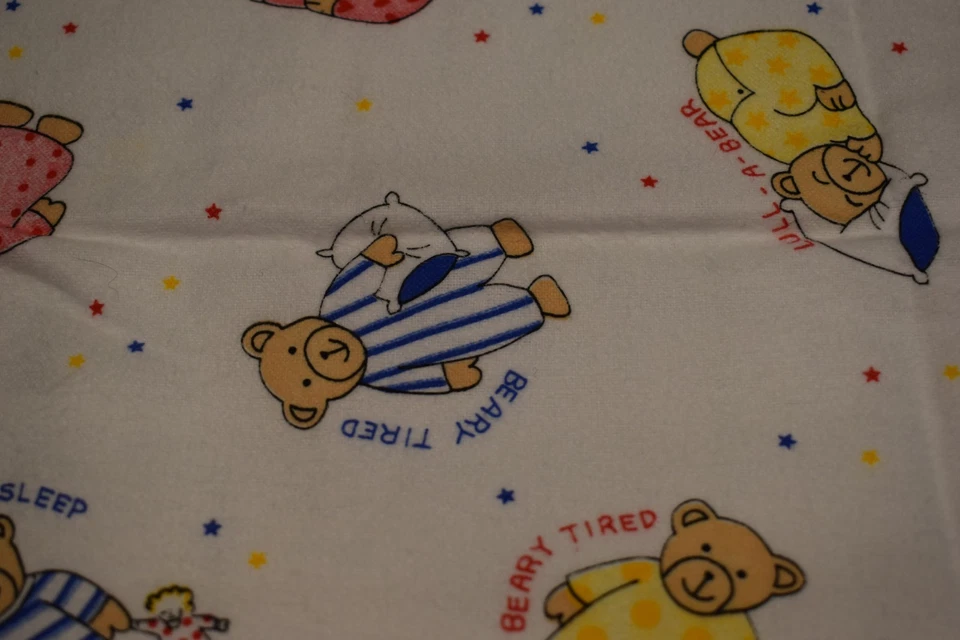 BEARLY ASLEEP FLANNEL FABRIC stars teddy bear 21" x 24" piece scrap remnant FQ - Image 4 of 4