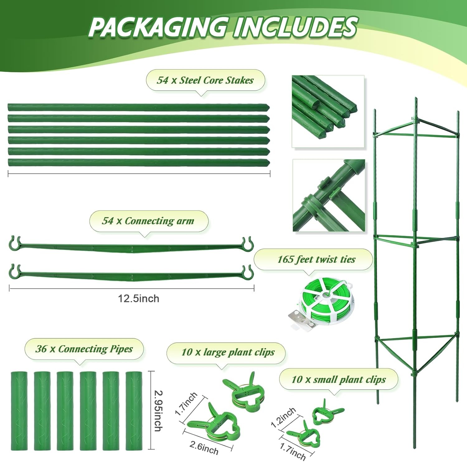 6 Pack Tomato Cage for Garden & Pots, Rust-Resistant Tomato Stakes Plant Cage Tr