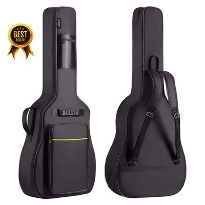 41'' Acoustic Guitar Gig Bag 0.35'' Padded Water Resistant Case Straps Black