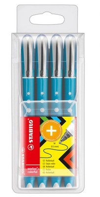 STABILO Tintenroller worker+ Medium blau 4er Set | STABILO worker+ | 2019/4-41