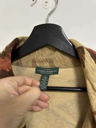 LRL Ralph Lauren Jeans Co Size Large Southwestern Leather Buckle Cardigan Jacket - Picture 4 of 9