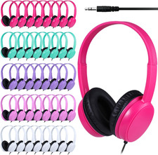 40 Pack Bulk Headphones for Classroom, Adjustable Wired Headset for Student Scho