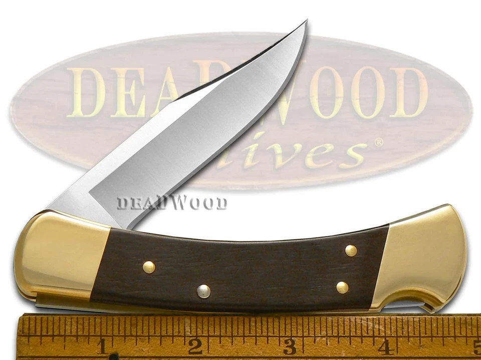 Faca de bolso Buck 110 dobrável Hunter braço direito de portar madeira de ébano 1/250 - Imagem 3 de 4