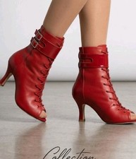 Dance And Sway Red Lace Up Dance Shoes Size 7/7.5 154