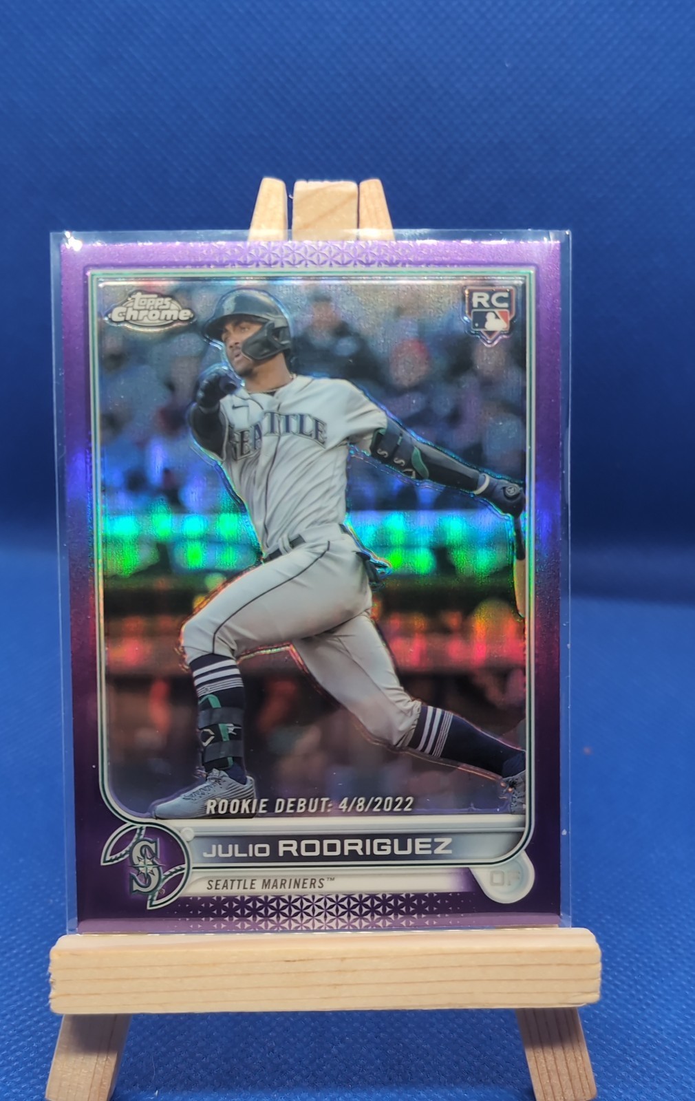 2022 Topps Chrome Update Rookie Debut Julio Rodriguez Purple Refractor (RC)