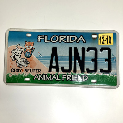 Florida Animal Friend Spay Neuter License Plate Collectible 2010