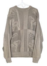 Vintage Carmel Golf Pullover Grandpa Sweater Mens Knit Bag Tan Brown Size XL