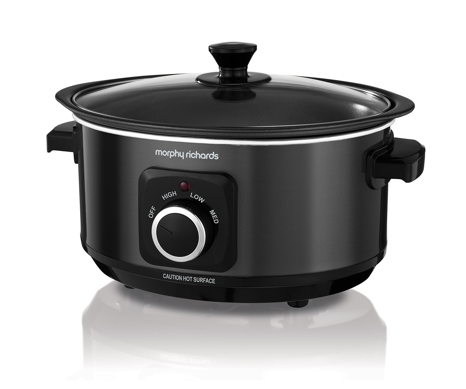 Morphy Richards 3.5L Sear & Stew Slow Cooker, Shatter 3.5 Litres, Black