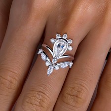 3Ct Pear Cut VVS MOISSANITE Luxury Wedding Engagement Ring for Women S925 Silver