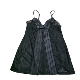  Studio La Perla Black Lace Mesh Babydoll Chemise Slip Dress Italy Sexy Lingerie