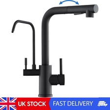 Black Kitchen Sink Mixer Tap With Pull Out Spray, 3 Way Water Filter Tap With 2