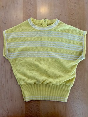 Vintage Early 80 s Girls Pointelle Knit Spring Summer Sleeveless Top, Size 10-12