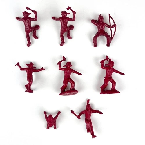 Marx Fort Dearborn / Ft Apache Stockade #3609 45mm Indians Figures Red Vtg 1950s