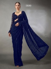 Indian Bollywood Designer Sari Wedding Party Wear Blouse Pakistani Ethnic Saree