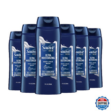 Suave Men Ultra Moisturizing Body & Face Wash Shea Sandalwood Scent 6-Pack 18oz