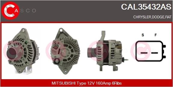 ALTERNATOR CAL35432AS FOR DODGE FIAT CHRYSLER EBA 1.8L ED3 2.4L EDG 2.4L 4cyl - Image 2 of 4