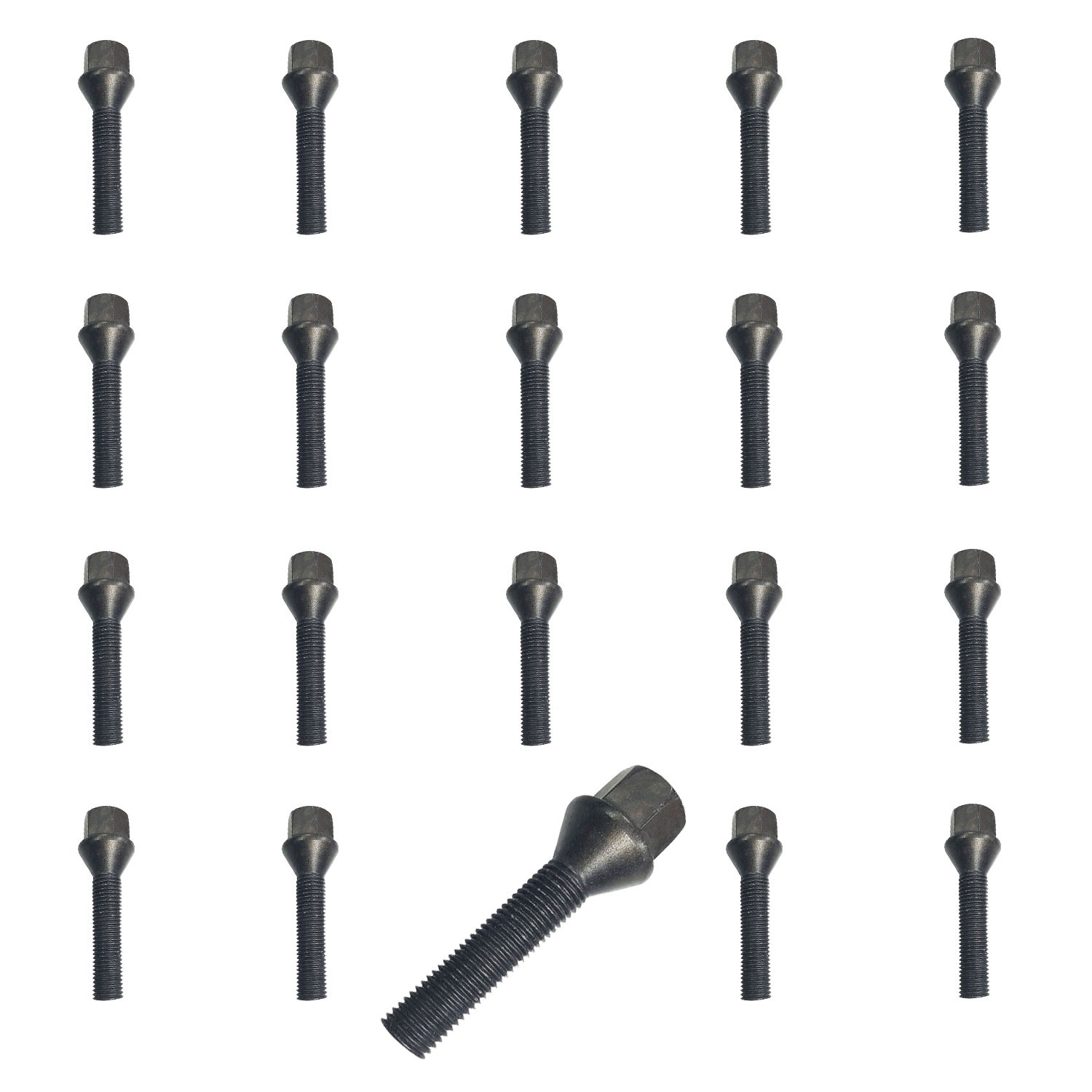 20x Wheel bolts M14x1,5 tapered 60° 45mm black for Bentley Continental GT 4x4 3W